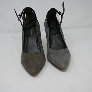 BCBGeneration 7.5B Gray Black Suede Ankle Strap Pointed Toe Heels